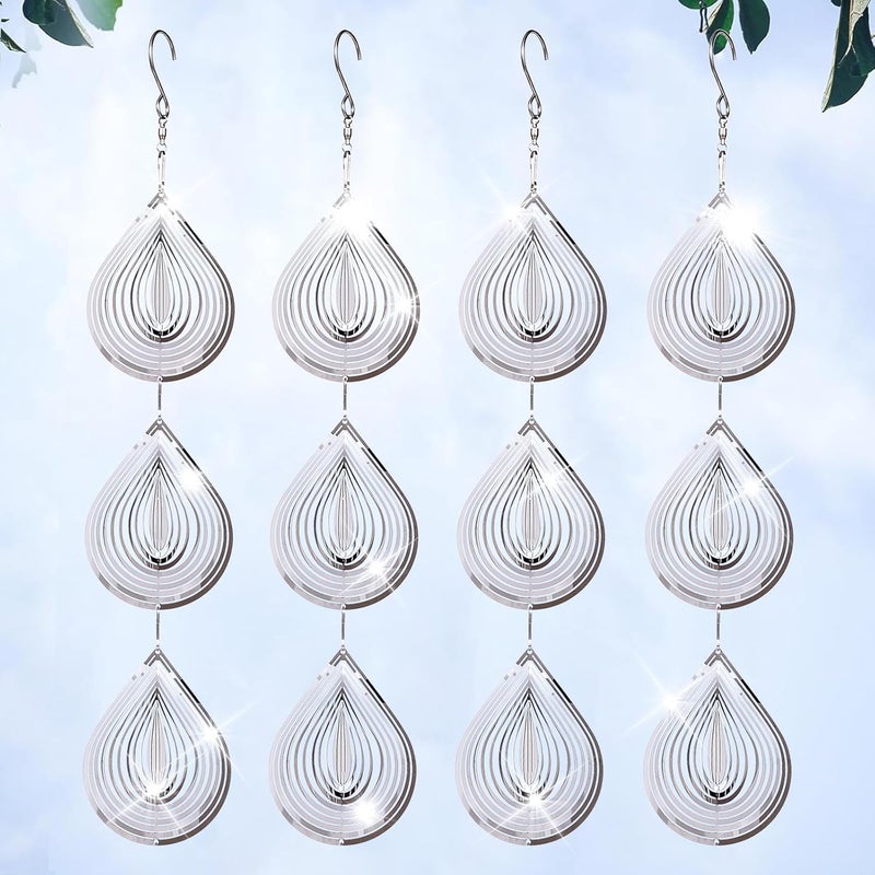 ToBeAce Droplet Bird Scare Discs Set, Metal Bird Reflectors Shiny Wind Spinners for Outdoor Garden Decor, Reflective Bird Devices Deterrents to Keep Scare Birds Away from Outside Patio Porch Yard Fruit Trees - Image 1